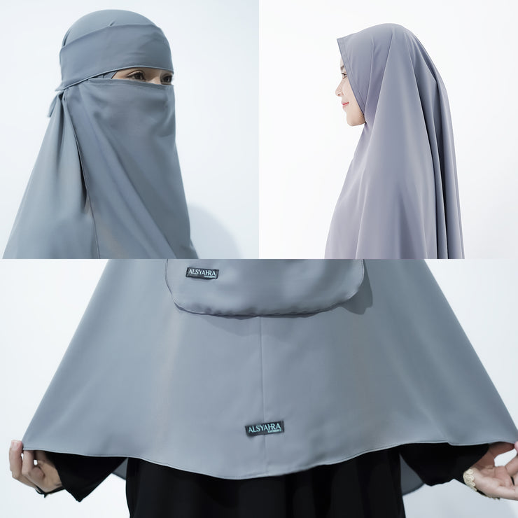 Set Khimar Non Pad Syari Size L Niqab Bandana Luxury Wolfis Alsyahra Exclusive