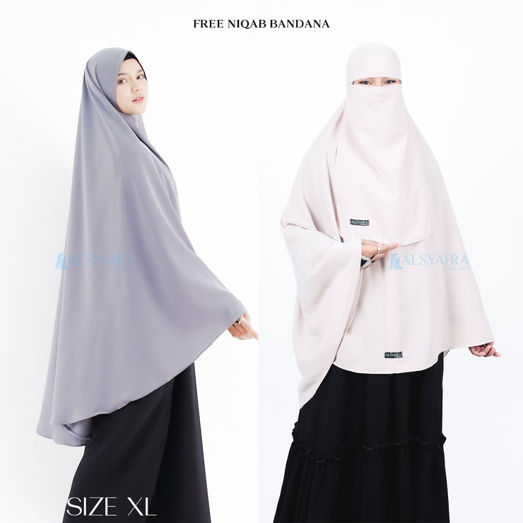 Set Khimar Non Pad Syari Size XL Niqab Bandana Luxury Wolfis Alsyahra Exclusive