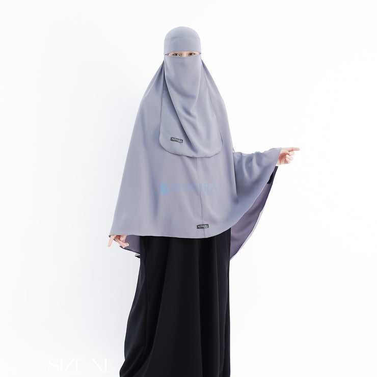 Set Khimar Non Pad Syari Size XL Niqab Bandana Luxury Wolfis Alsyahra Exclusive