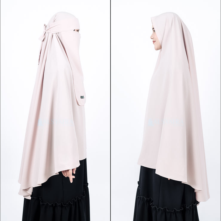 Set Khimar Non Pad Syari Size XL Niqab Bandana Luxury Wolfis Alsyahra Exclusive