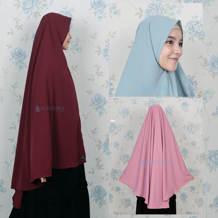 Set Khimar Non Pad Syari Size XL Niqab Bandana Luxury Wolfis Alsyahra Exclusive