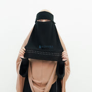Alsyahra Exclusive Niqab Poni Pulldown Andalusia Stripe Sifon Silk Jetblack