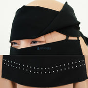 Alsyahra Exclusive Niqab Poni Pulldown Andalusia Stripe Sifon Silk Jetblack