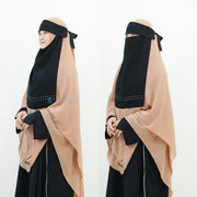 Alsyahra Exclusive Niqab Poni Pulldown Andalusia Stripe Sifon Silk Jetblack