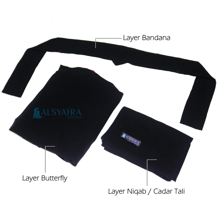 Bundling Niqab New All In One Hijrah Size L 12 Style Chiffon Silk Jetblack Alsyahra Exclusive