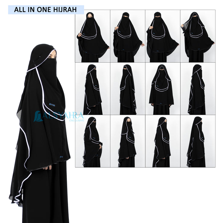 Bundling Niqab New All In One Hijrah Size L 12 Style Chiffon Silk Jetblack Alsyahra Exclusive