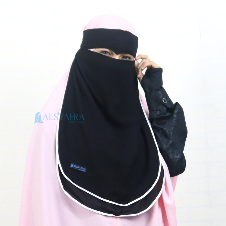 Bundling Niqab New All In One Hijrah Size L 12 Style Chiffon Silk Jetblack Alsyahra Exclusive