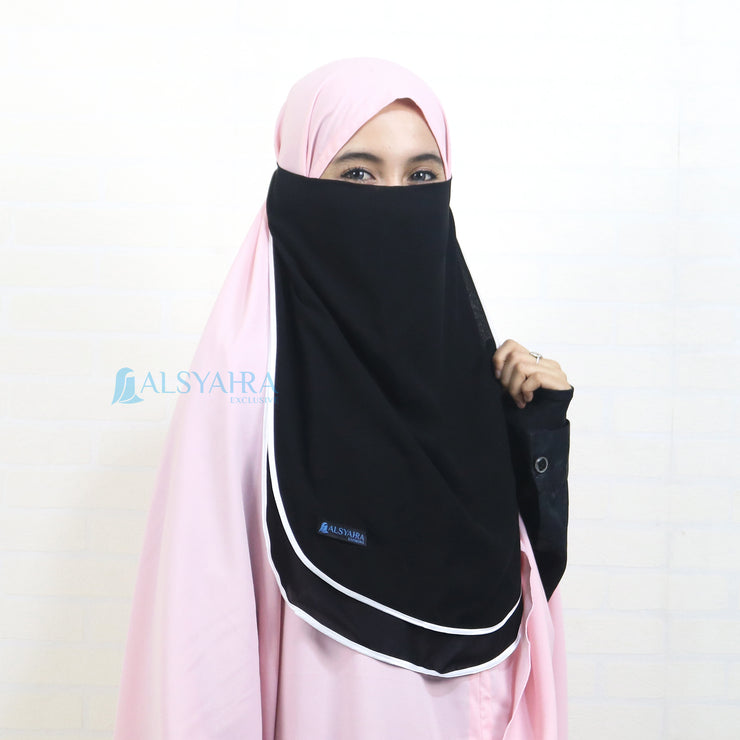 Bundling Niqab New All In One Hijrah Size L 12 Style Chiffon Silk Jetblack Alsyahra Exclusive