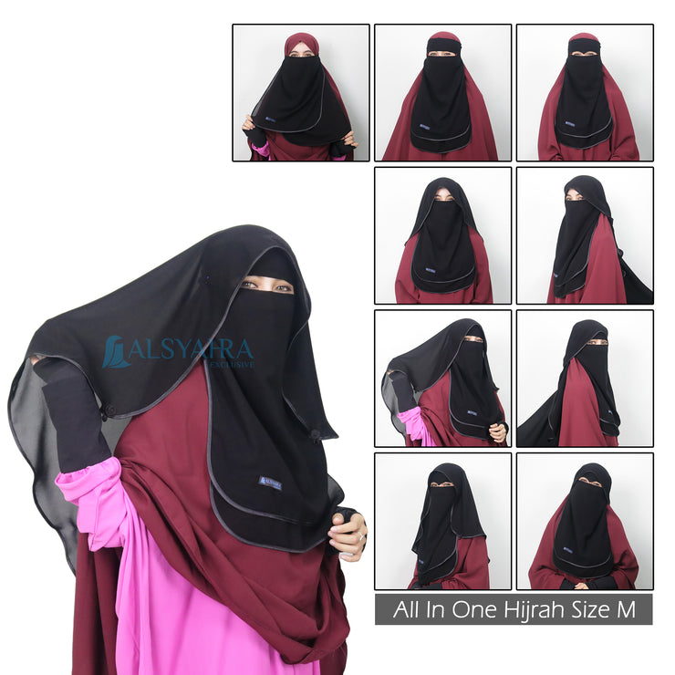 Bundling Niqab New All In One Hijrah Size M 12 Style Chiffon Silk Jetblack Alsyahra Exclusive