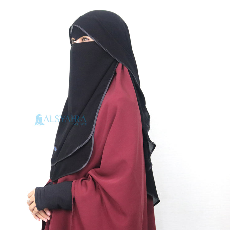 Bundling Niqab New All In One Hijrah Size M 12 Style Chiffon Silk Jetblack Alsyahra Exclusive