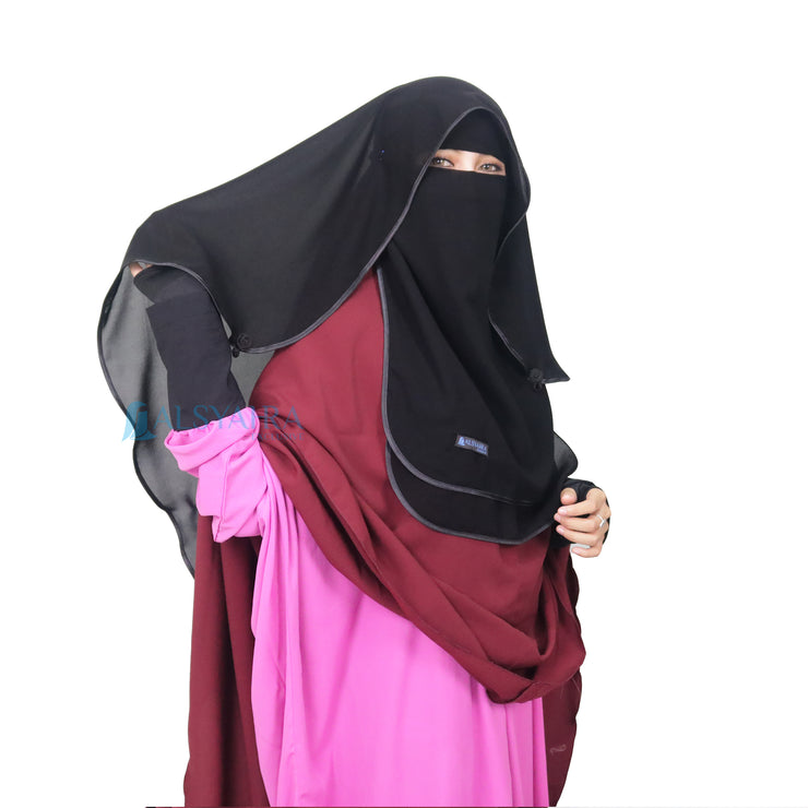 Bundling Niqab New All In One Hijrah Size M 12 Style Chiffon Silk Jetblack Alsyahra Exclusive