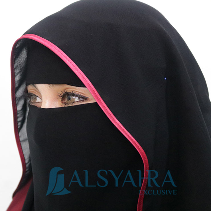 Bundling Niqab New All In One Hijrah Size L 12 Style Chiffon Silk Jetblack Alsyahra Exclusive