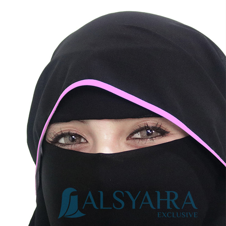 Bundling Niqab New All In One Hijrah Size M 12 Style Chiffon Silk Jetblack Alsyahra Exclusive