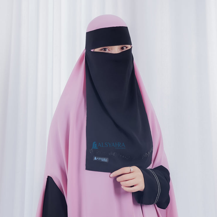 Niqab Bandana Anatolia Sifon Silk Jetblack Alsyahra Exclusive