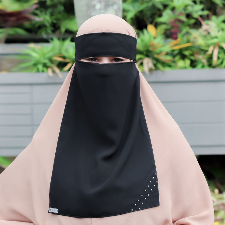 Alsyahra Exclusive Niqab Bandana Andalusia Sifon Silk Jetblack