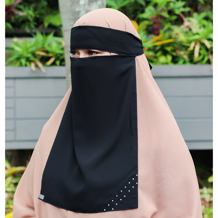 Alsyahra Exclusive Niqab Bandana Andalusia Sifon Silk Jetblack