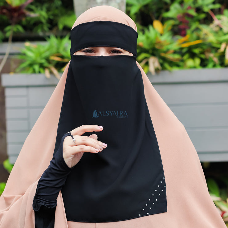 Alsyahra Exclusive Niqab Bandana Andalusia Sifon Silk Jetblack