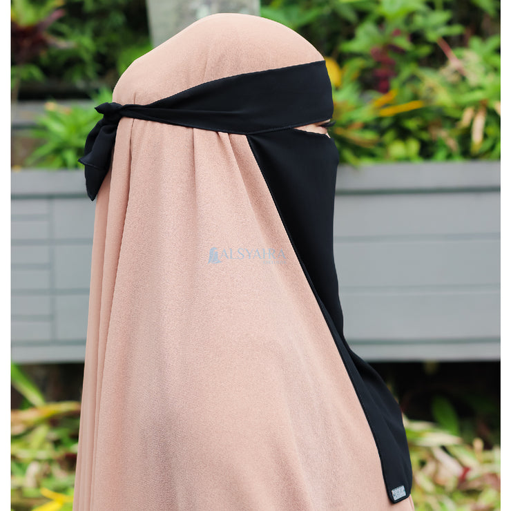 Alsyahra Exclusive Niqab Bandana Andalusia Sifon Silk Jetblack