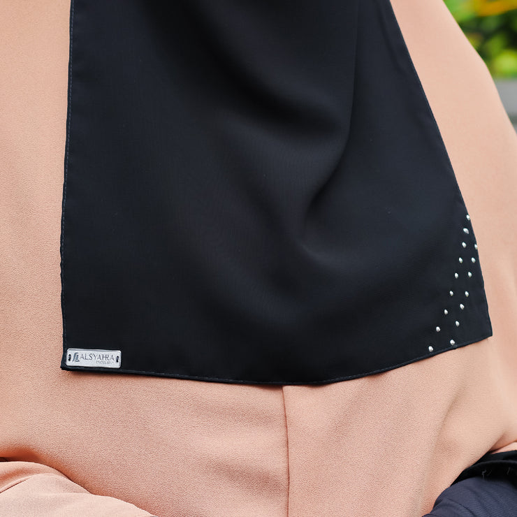 Alsyahra Exclusive Niqab Bandana Andalusia Sifon Silk Jetblack