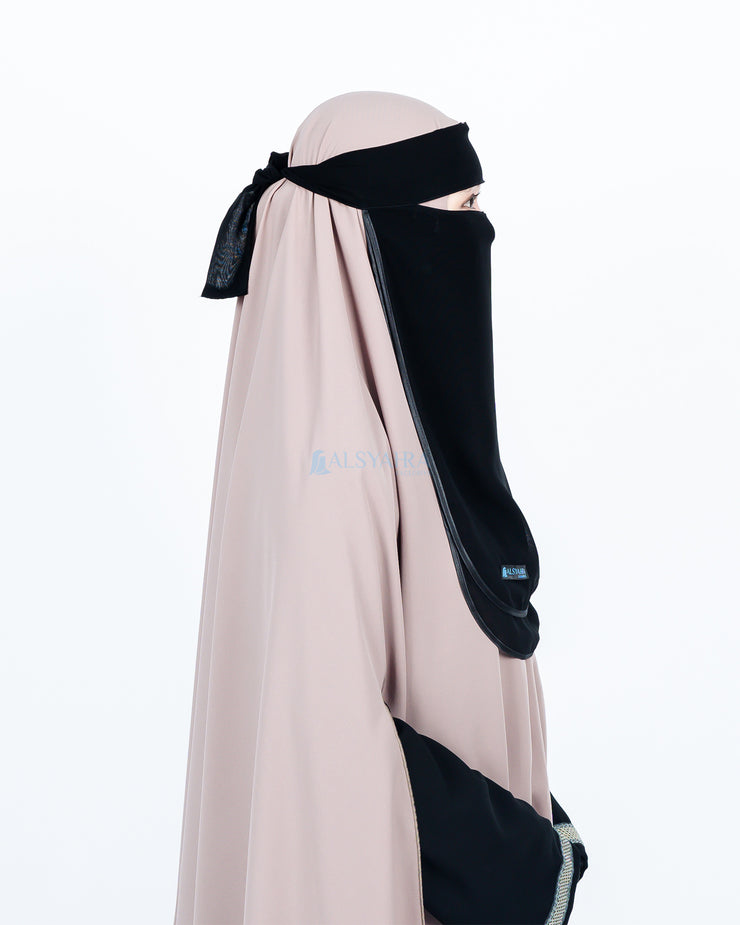 Niqab Bandana Ikhfa 2 layer Sifon Silk Jetblack Alsyahra Exclusive