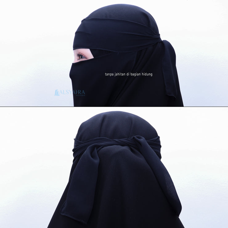 Niqab Bandana Kiswah Sifon Silk Jetblack Alsyahra Exclusive