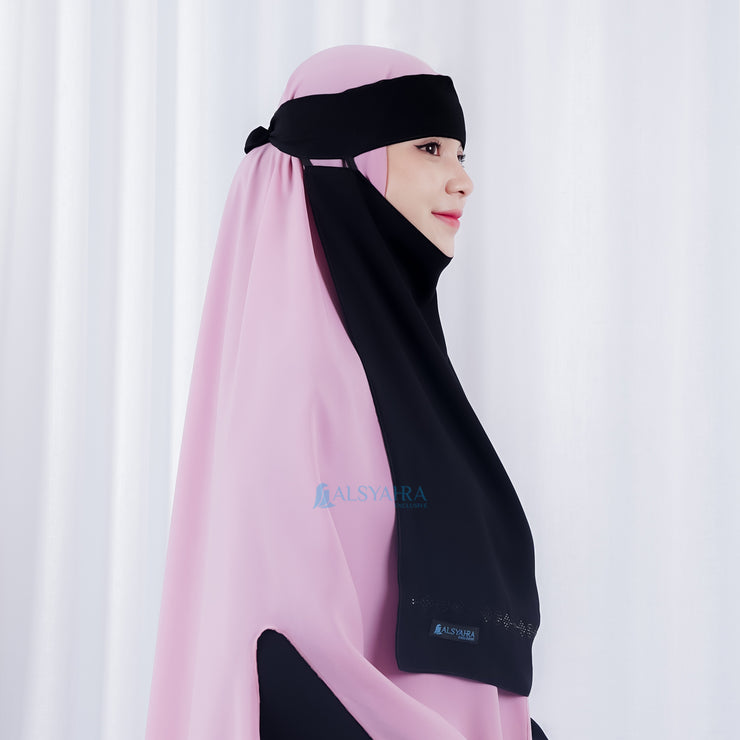 Niqab Bandana Pulldown Anatolia Sifon Silk Jetblack Alsyahra Exclusive