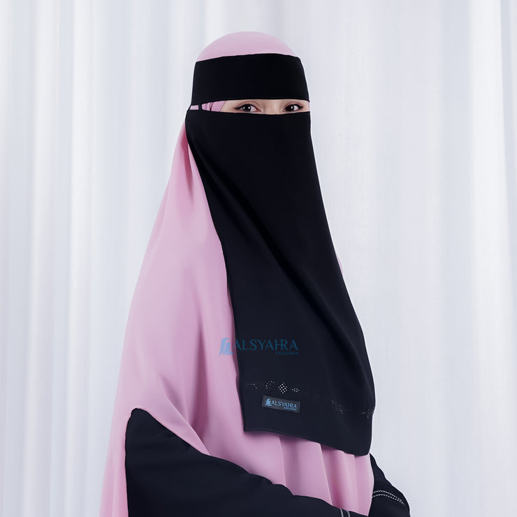 Niqab Bandana Pulldown Anatolia Sifon Silk Jetblack Alsyahra Exclusive