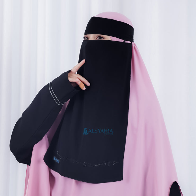 Niqab Bandana Pulldown Anatolia Sifon Silk Jetblack Alsyahra Exclusive