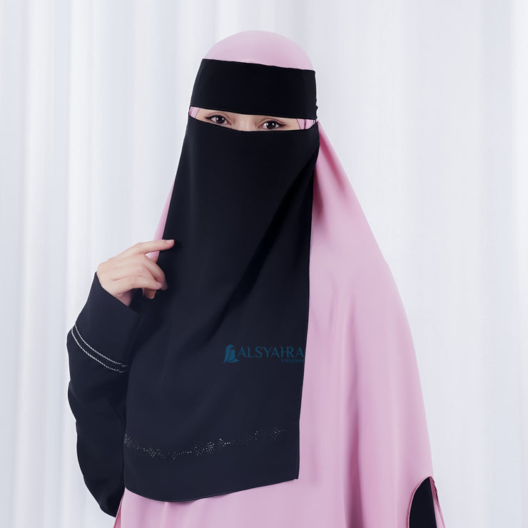 Niqab Bandana Pulldown Anatolia Sifon Silk Jetblack Alsyahra Exclusive