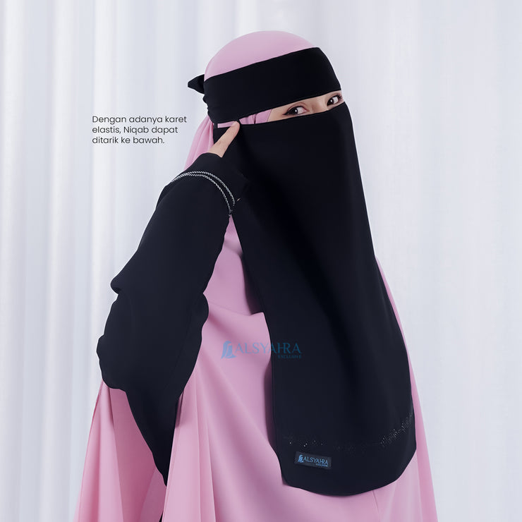 Niqab Bandana Pulldown Anatolia Sifon Silk Jetblack Alsyahra Exclusive