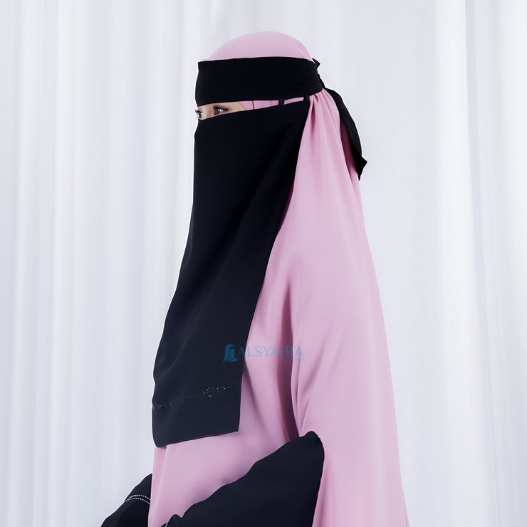 Niqab Bandana Pulldown Anatolia Sifon Silk Jetblack Alsyahra Exclusive