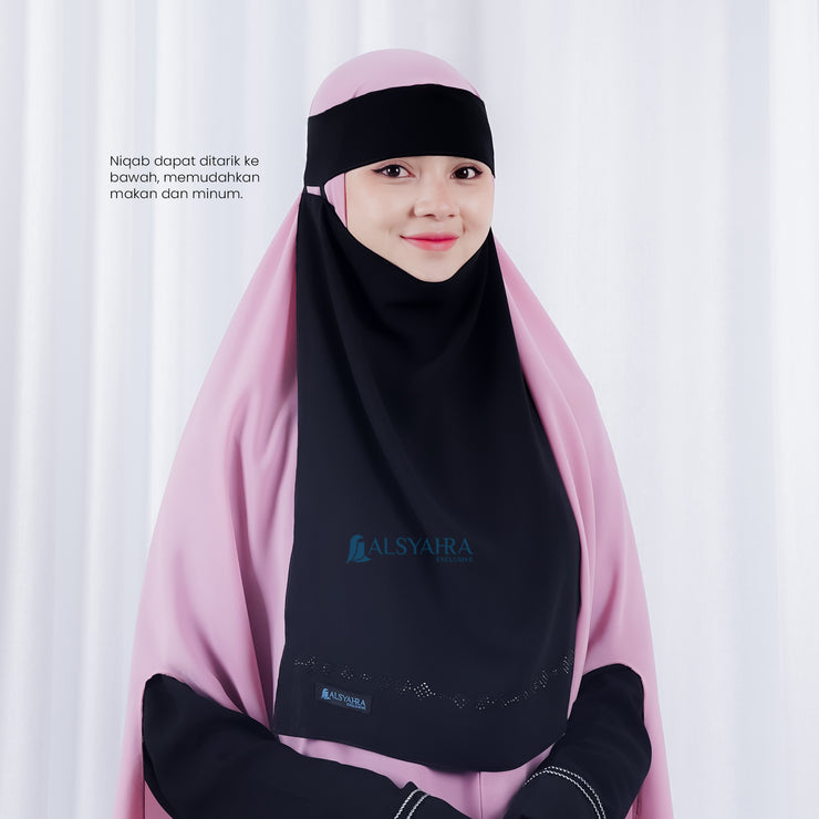 Niqab Bandana Pulldown Anatolia Sifon Silk Jetblack Alsyahra Exclusive