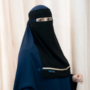 Niqab Bandana Pulldown New Raaina Stripe Sifon Jetblack Alsyahra