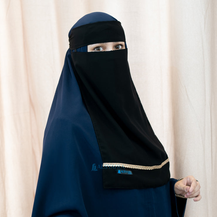 Niqab Bandana Pulldown New Raaina Stripe Sifon Jetblack Alsyahra