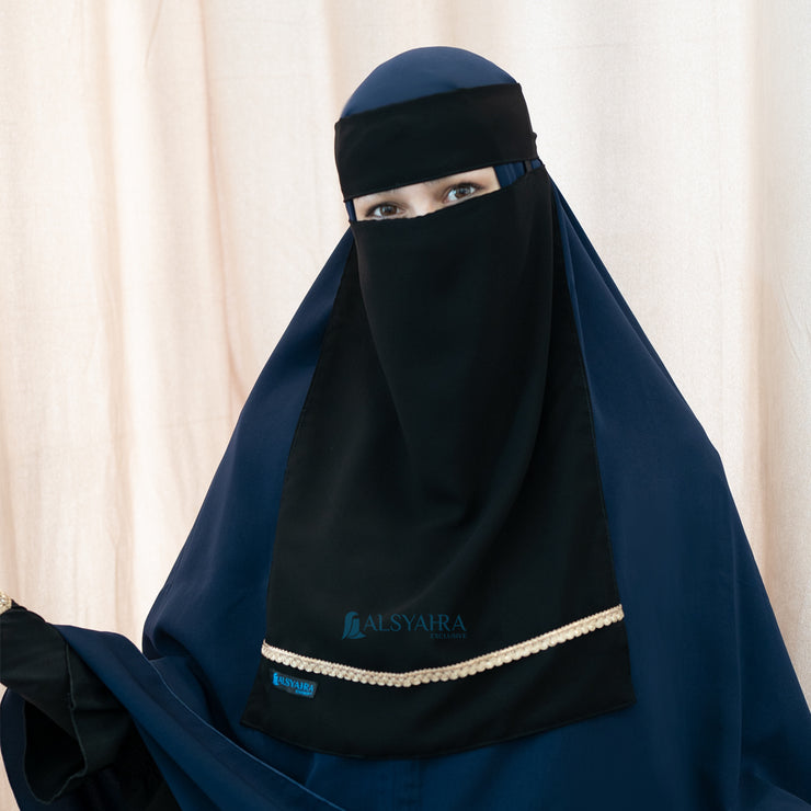Niqab Bandana Pulldown New Raaina Stripe Sifon Jetblack Alsyahra
