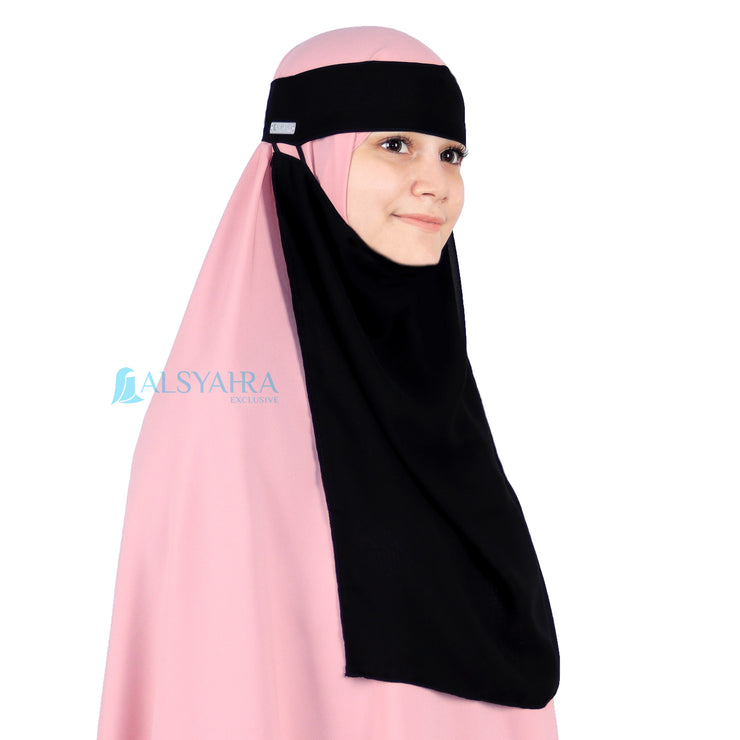 Niqab Bandana Pulldown Sifon Silk Jetblack Alsyahra Exclusive