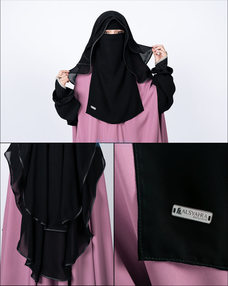 Niqab New Butterfly 2 Layer Chiffon Silk Jetblack Alsyahra Exclusive