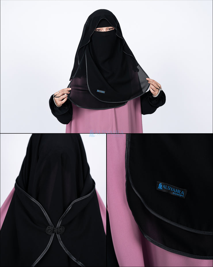 Niqab Butterfly Hijrah Chiffon Silk Jetblack Alsyahra Exclusive