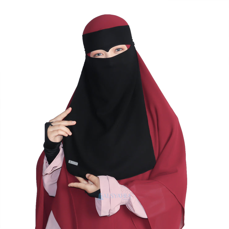 Niqab Bandana Eagle Eye Raudhah Sifon Jetblack Alsyahra Exclusive