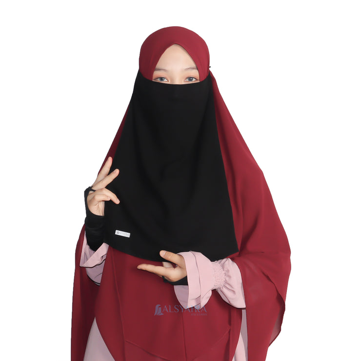 Niqab Bandana Eagle Eye Raudhah Sifon Jetblack Alsyahra Exclusive