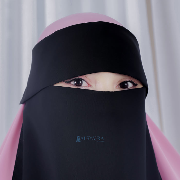 Niqab Poni Anatolia Sifon Silk Jetblack Alsyahra Exclusive
