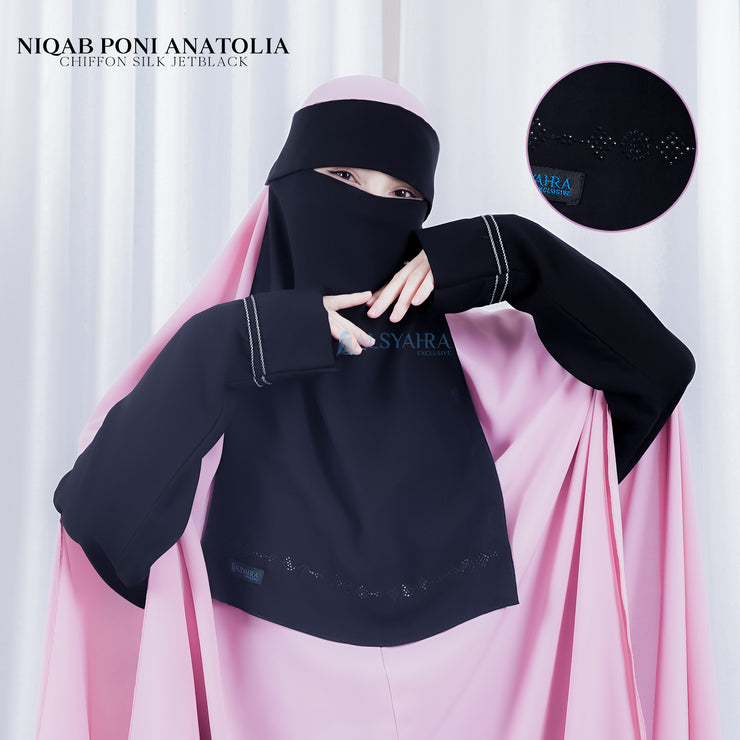 Niqab Poni Anatolia Sifon Silk Jetblack Alsyahra Exclusive