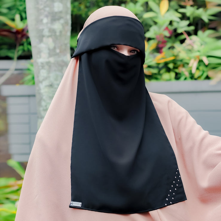 Alsyahra Exclusive Niqab Poni Andalusia Sifon Silk Jetblack