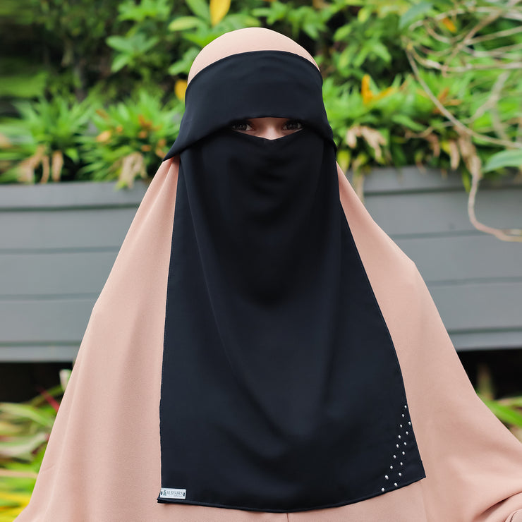 Alsyahra Exclusive Niqab Poni Andalusia Sifon Silk Jetblack