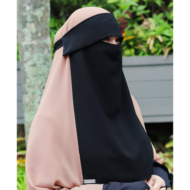 Alsyahra Exclusive Niqab Poni Andalusia Sifon Silk Jetblack