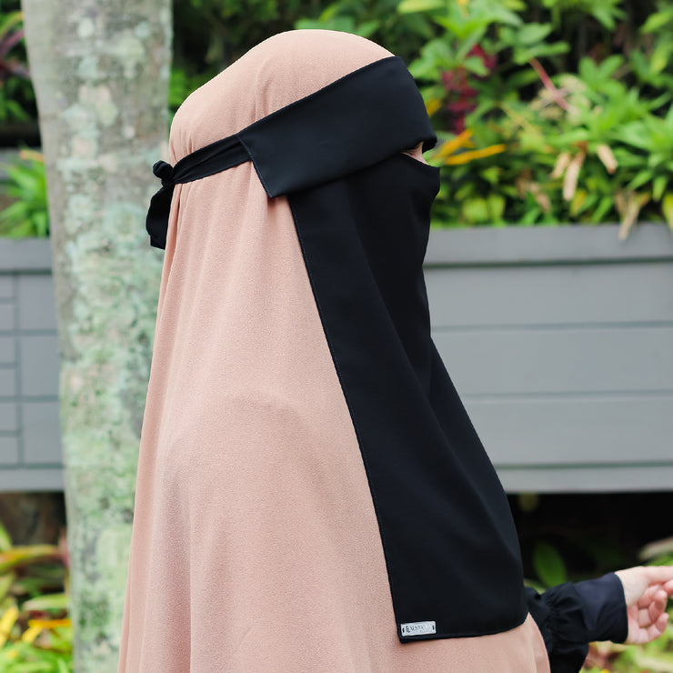 Alsyahra Exclusive Niqab Poni Andalusia Sifon Silk Jetblack