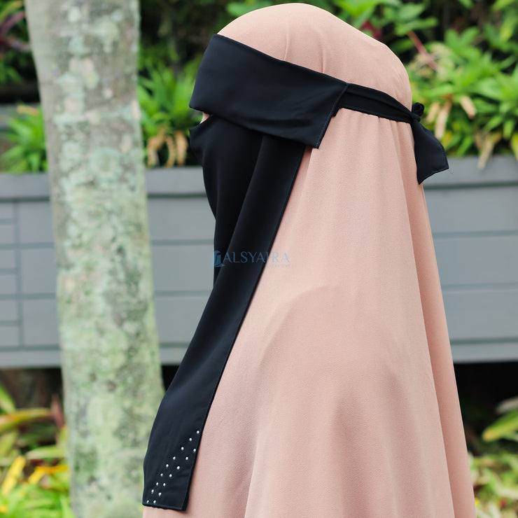 Alsyahra Exclusive Niqab Poni Andalusia Sifon Silk Jetblack