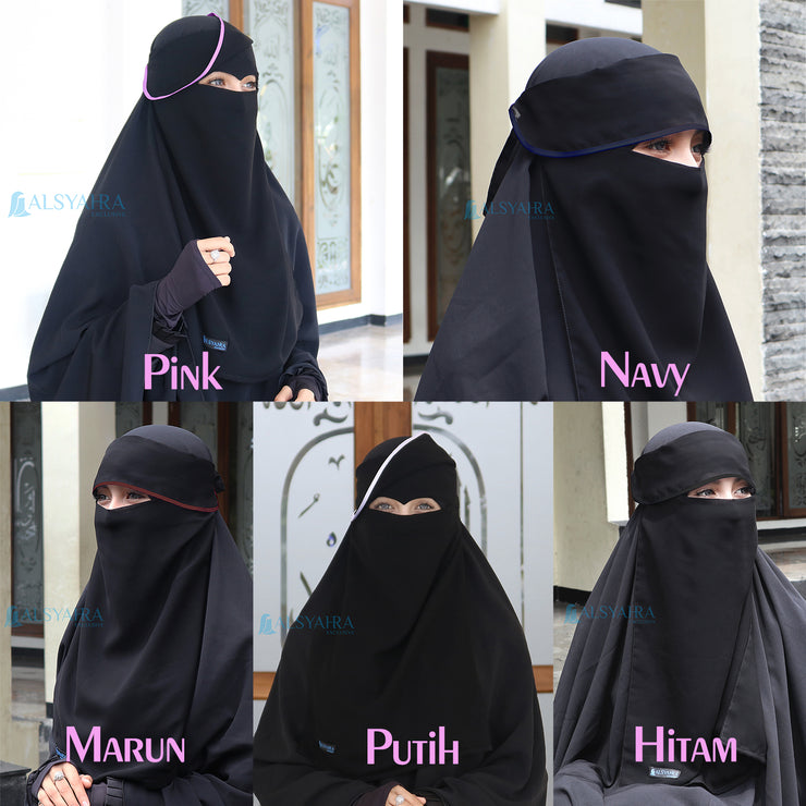 Alsyahra Exclusive Flap Niqab Poni Bisban Chiffon Silk Jetbalck