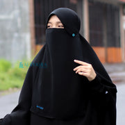 Alsyahra Exclusive Niqab Poni Kancing Raudhah Sifon Jetblack