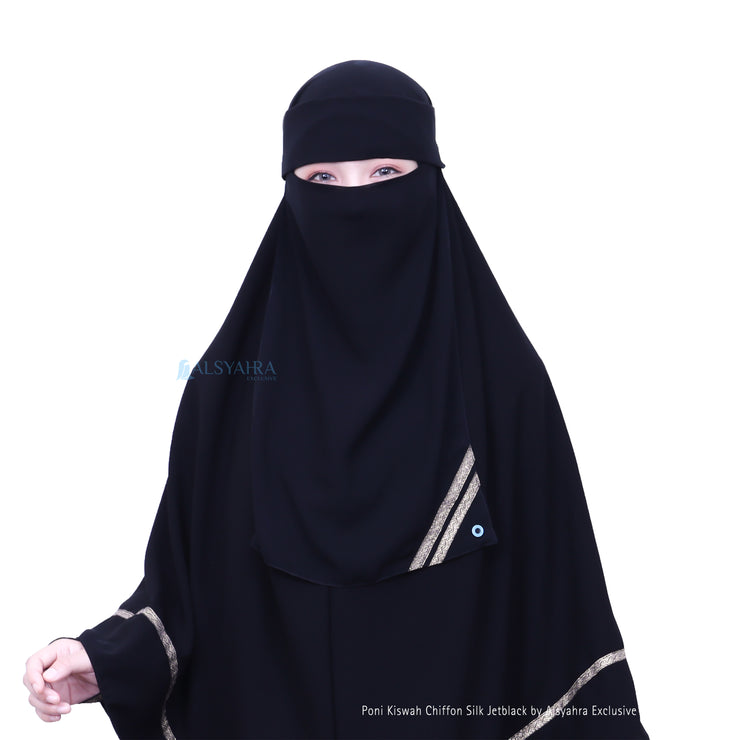 Niqab Poni Kiswah Sifon Silk Jetblack Alsyahra Exclusive